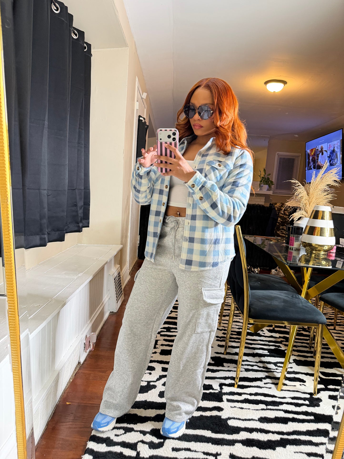 Cozy Plaid Shacket - Blue