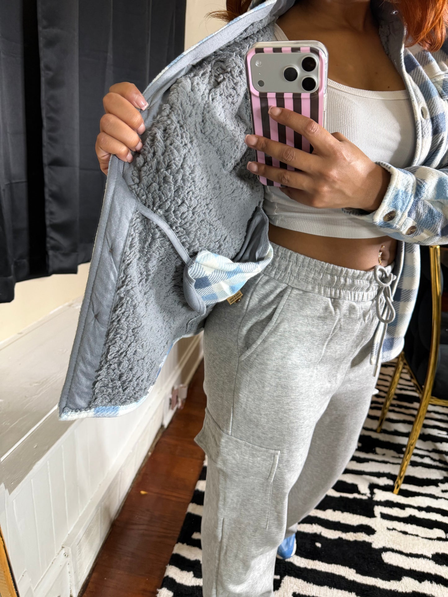 Cozy Plaid Shacket - Blue