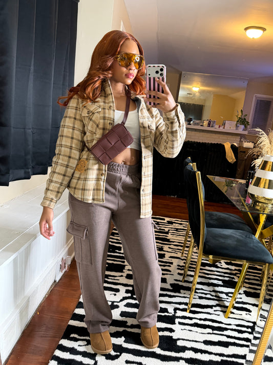 Cozy Plaid Shacket - Brown