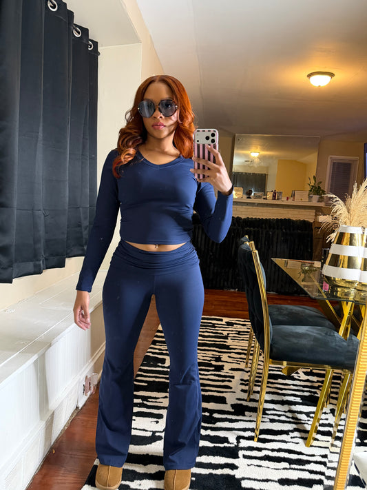 Luxe Yoga Pant Set - Navy