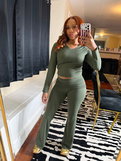 Luxe Yoga Pant Set - Olive