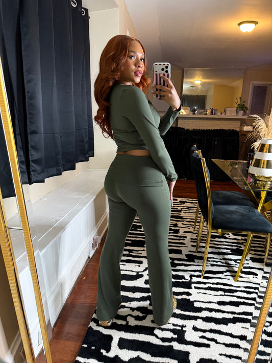 Luxe Yoga Pant Set - Olive